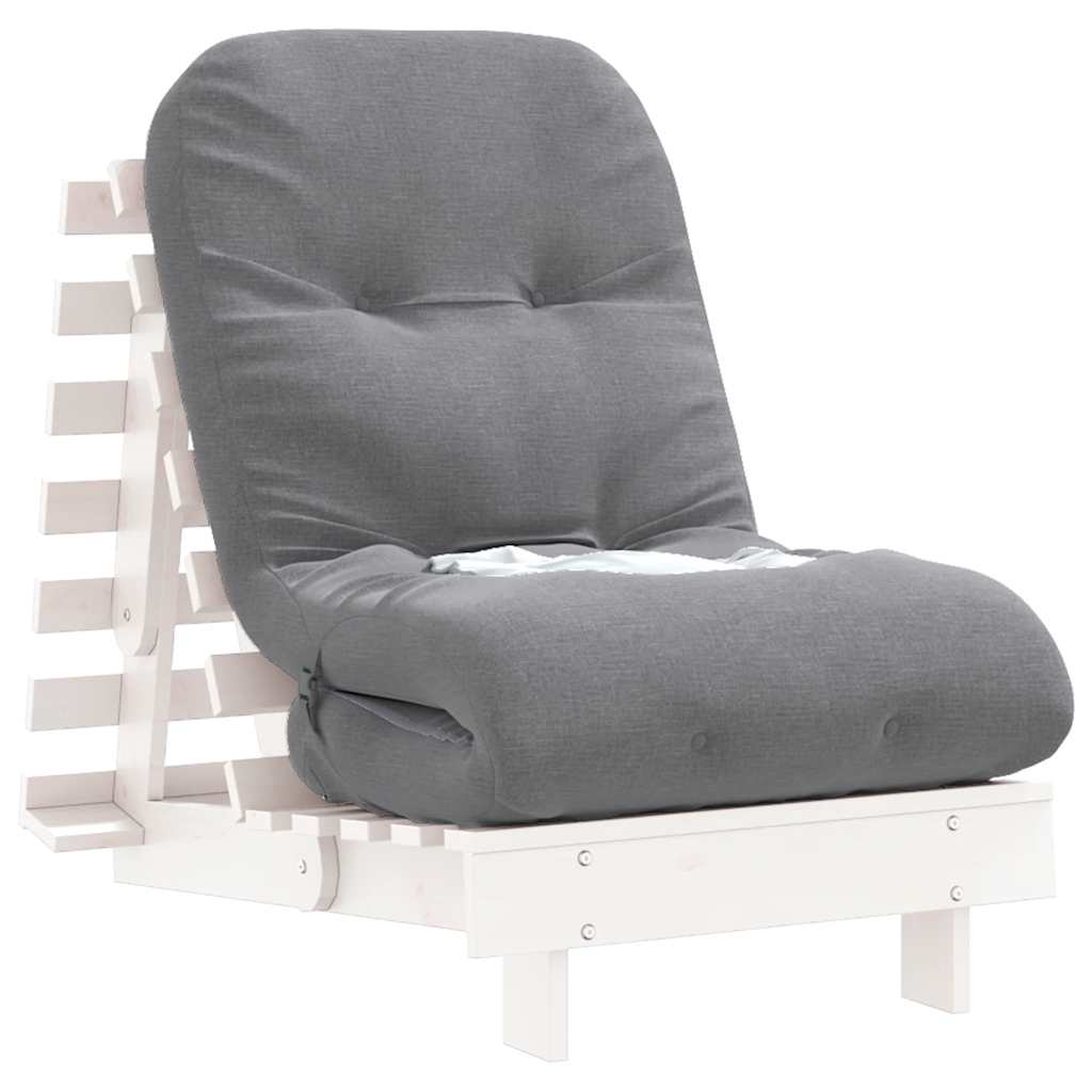 futon med madras 60x206x11 cm massivt fyrretræ hvid