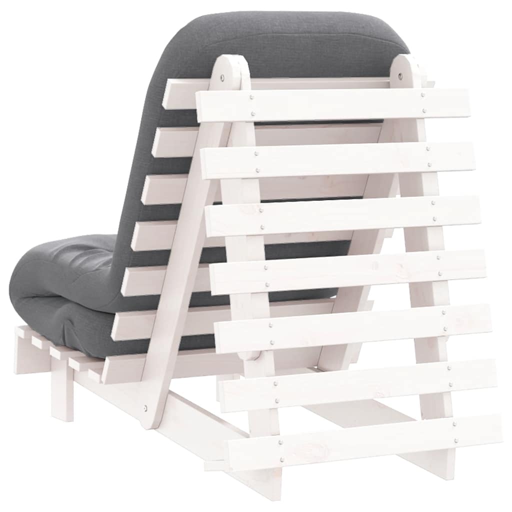 futon med madras 60x206x11 cm massivt fyrretræ hvid