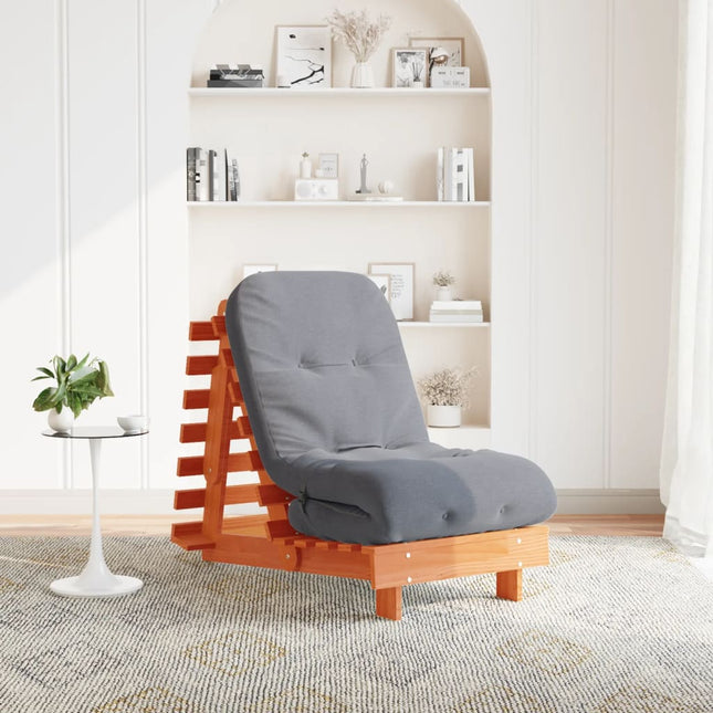 futon med madras 60x206x11 cm massivt fyrretræ gyldenbrun