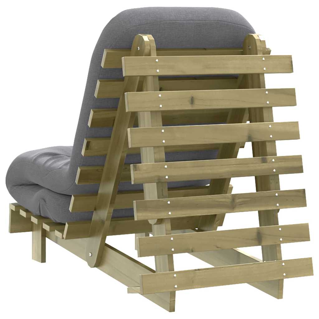 futon med madras 60x206x11 cm massivt fyrretræ