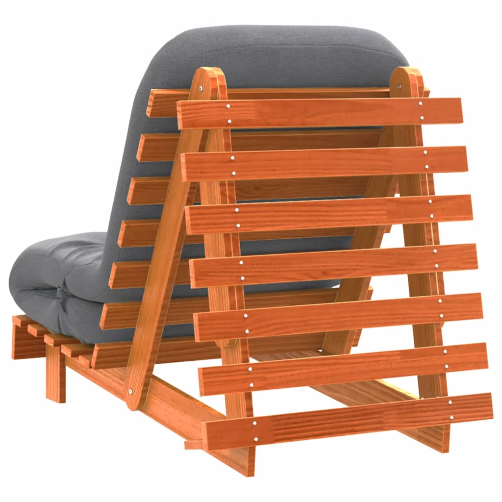 futon med madras 70x206x11 cm massivt fyrretræ gyldenbrun