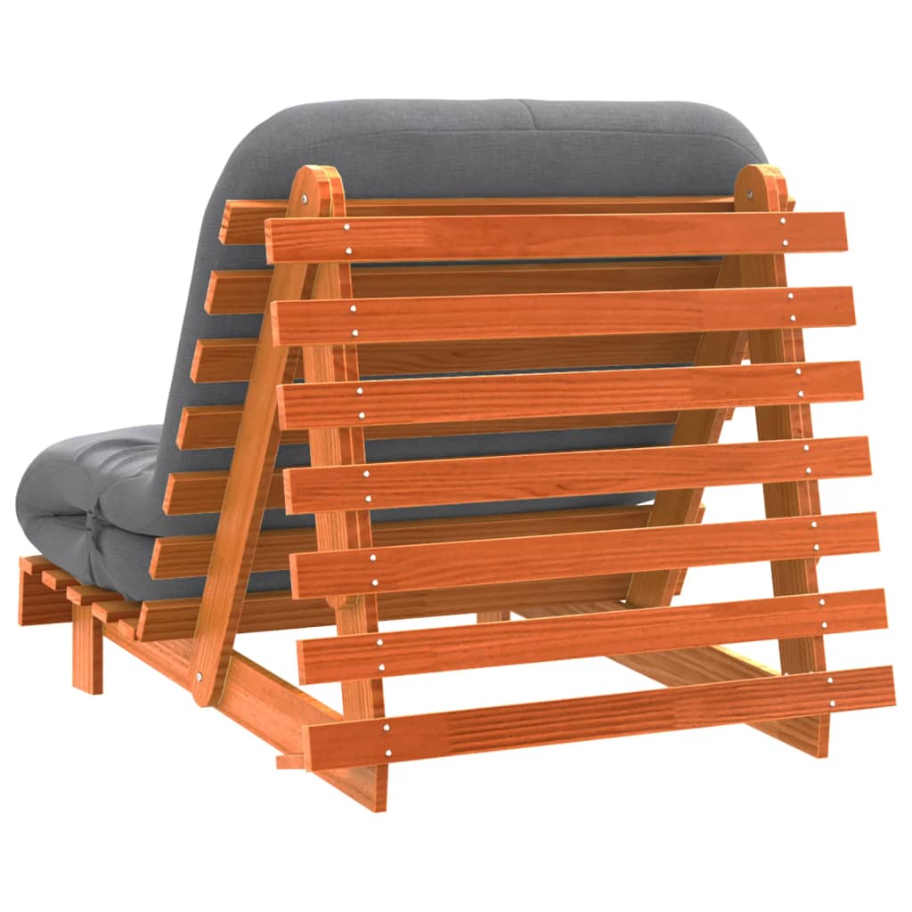 futon med madras 80x206x11 cm massivt fyrretræ