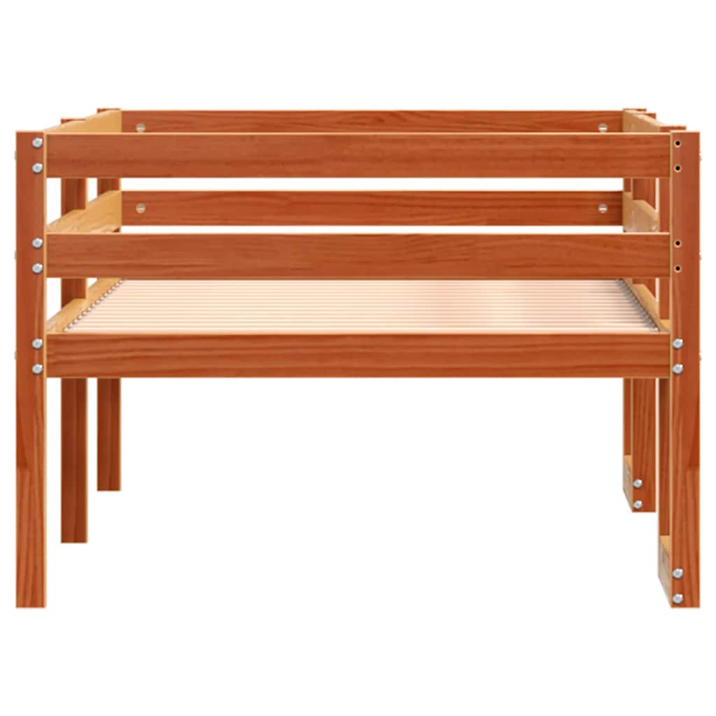 sengeramme til juniorseng 80x200 cm massivt fyrretræ gyldenbrun