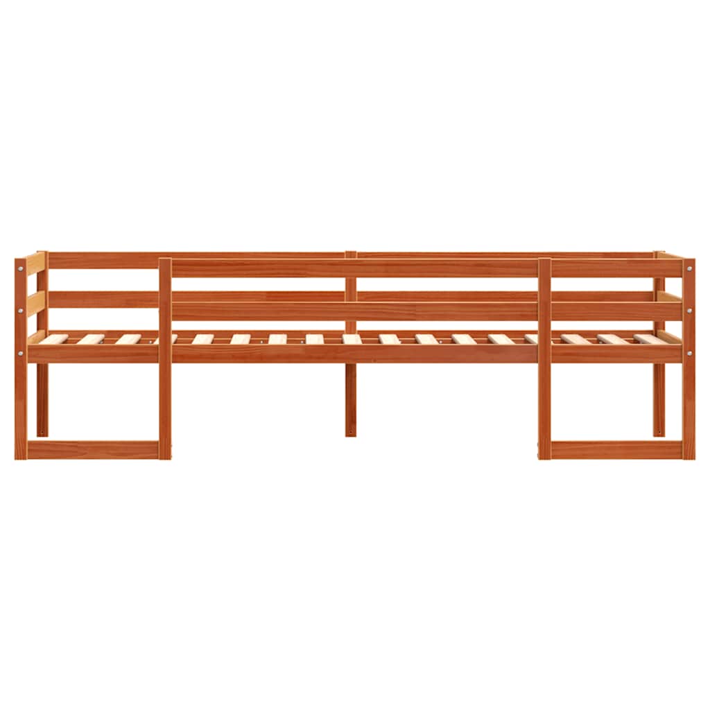 sengeramme til juniorseng 90x200 cm massivt fyrretræ gyldenbrun