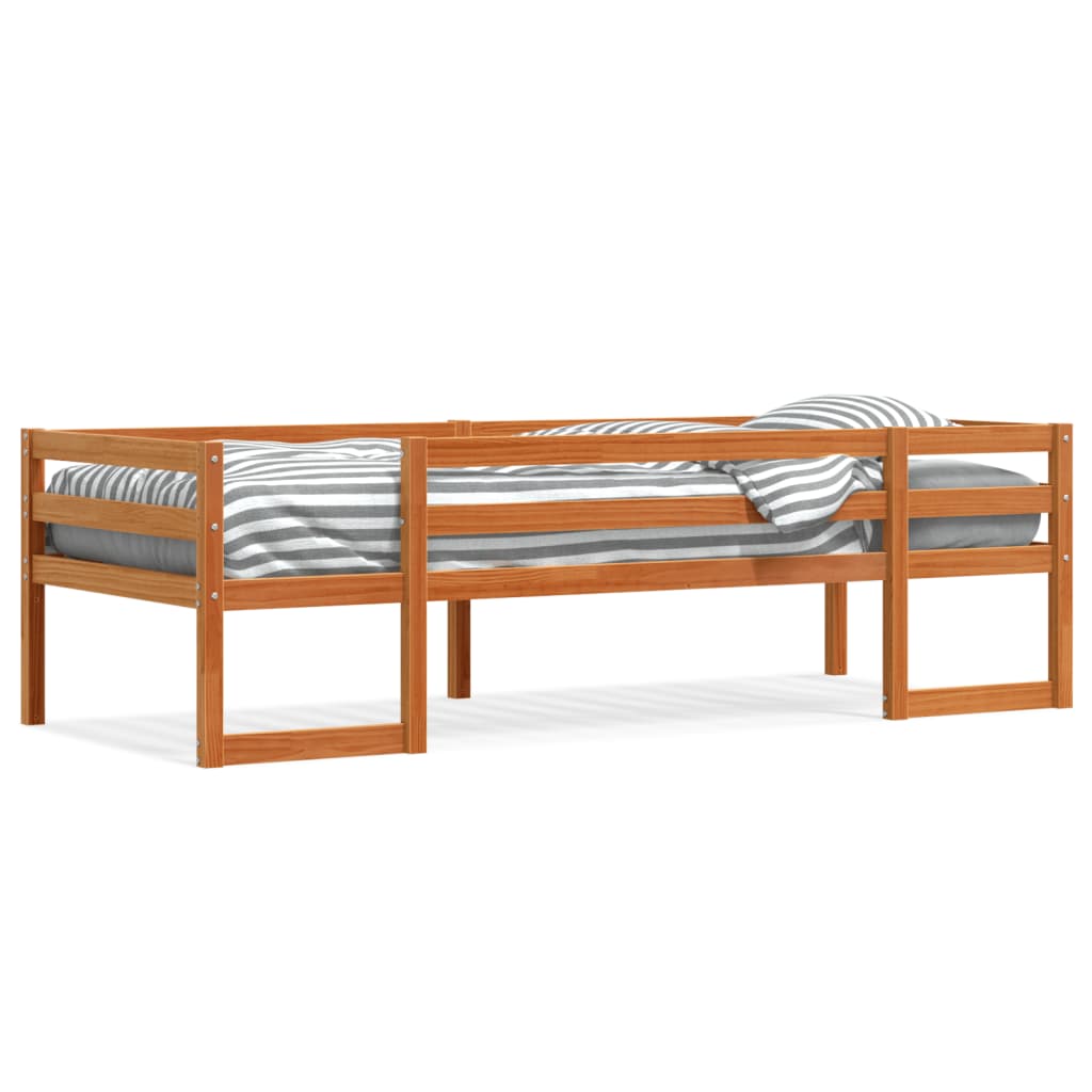 sengeramme til juniorseng 90x190 cm massivt fyrretræ gyldenbrun