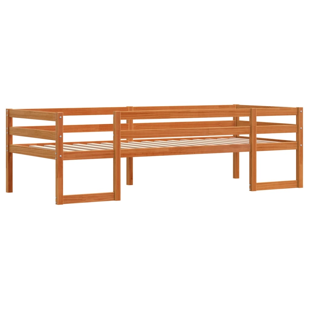 sengeramme til juniorseng 90x190 cm massivt fyrretræ gyldenbrun