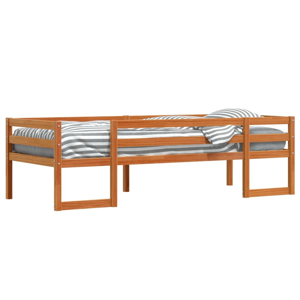 sengeramme til juniorseng 90x190 cm massivt fyrretræ gyldenbrun