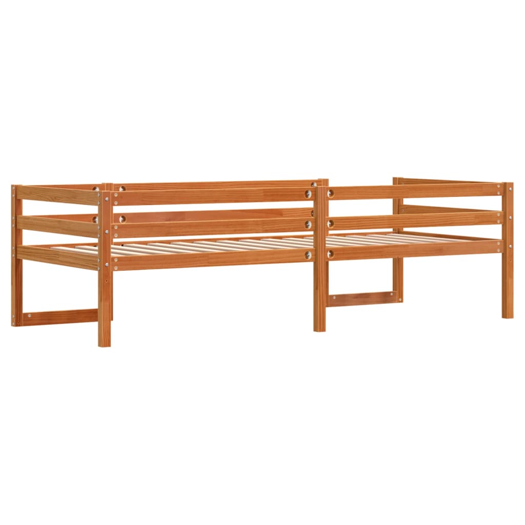 sengeramme til juniorseng 90x190 cm massivt fyrretræ gyldenbrun