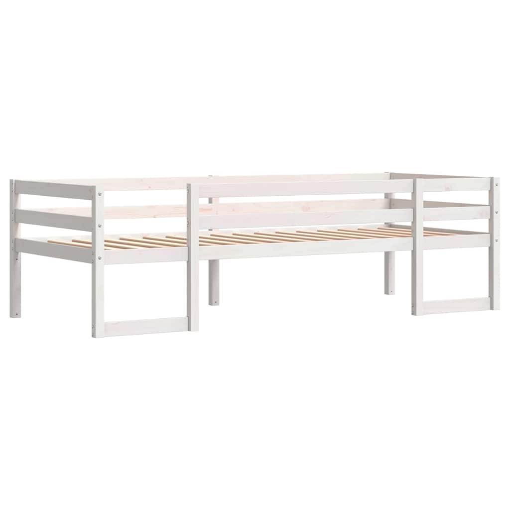 sengeramme til juniorseng 75x190 cm massivt fyrretræ hvid