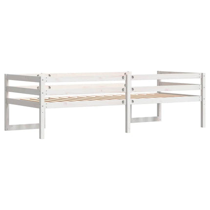 sengeramme til juniorseng 75x190 cm massivt fyrretræ hvid