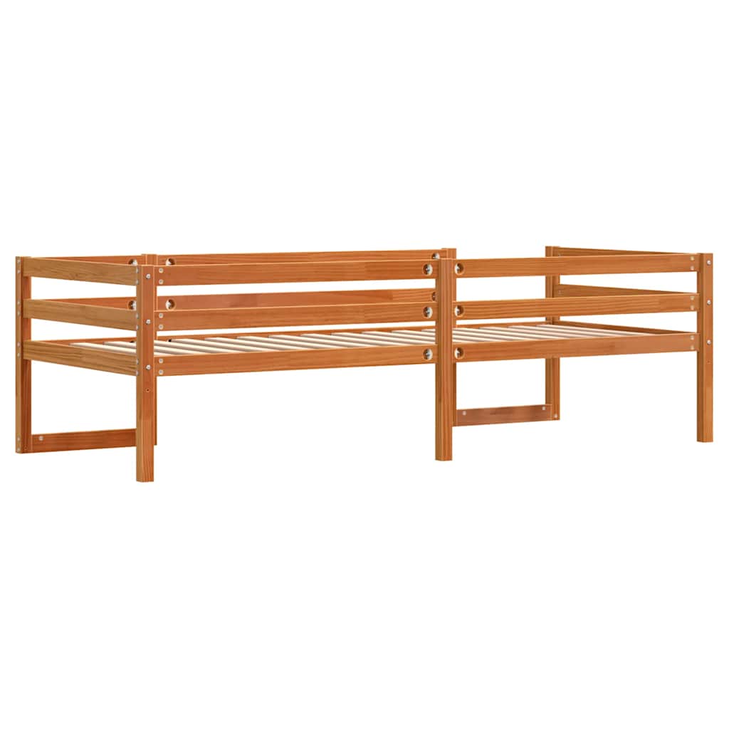 sengeramme til juniorseng 75x190 cm massivt fyrretræ gyldenbrun