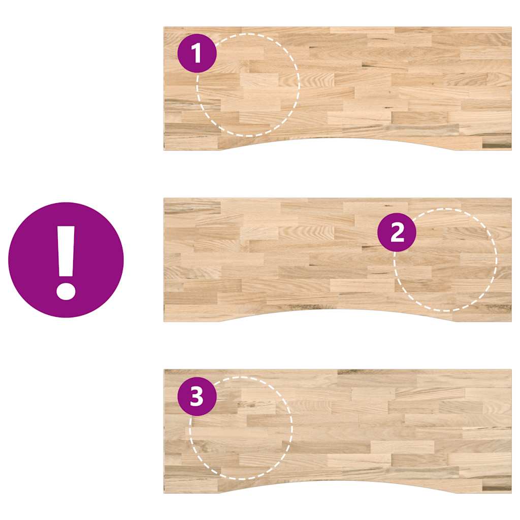 bordplade ubehandlet 140x50x2,5 cm massivt egetræ rektangulær