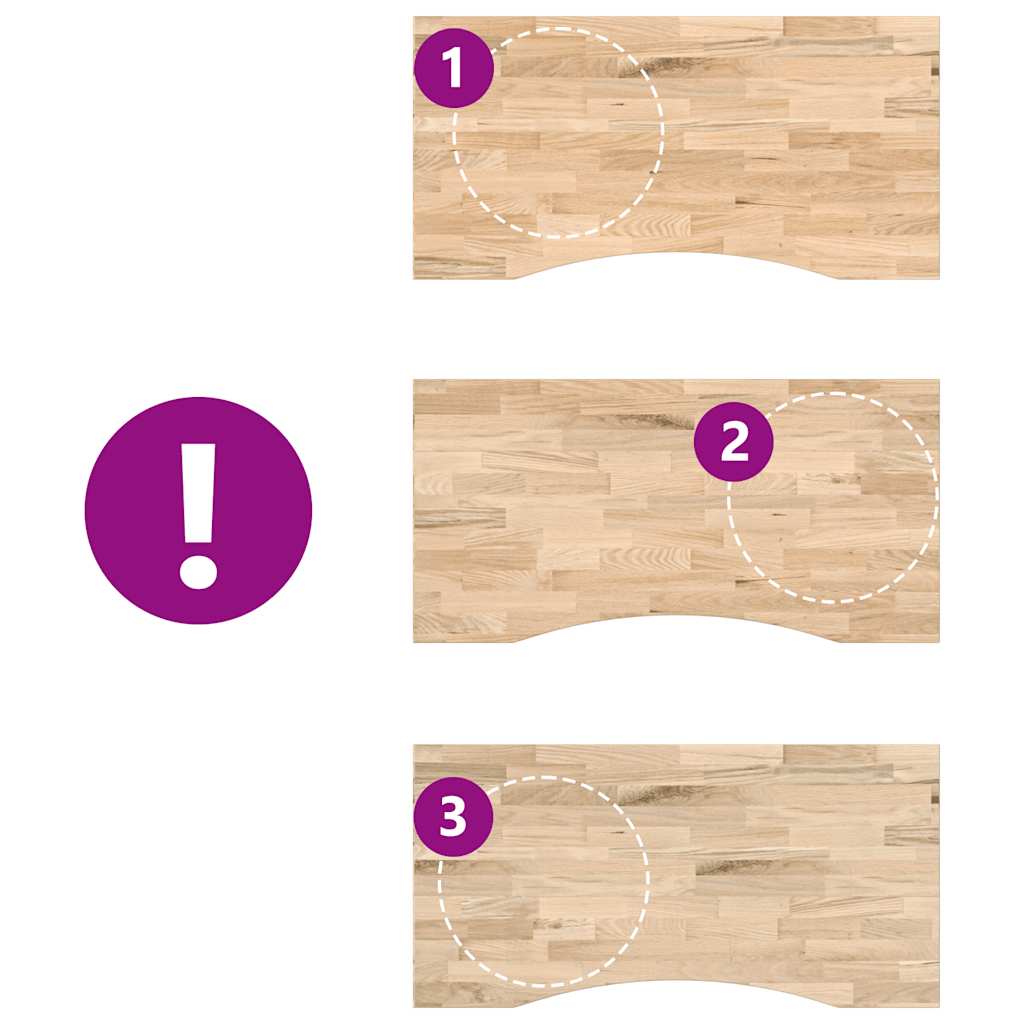 bordplade ubehandlet 100x60x2,5 cm massivt egetræ rektangulær