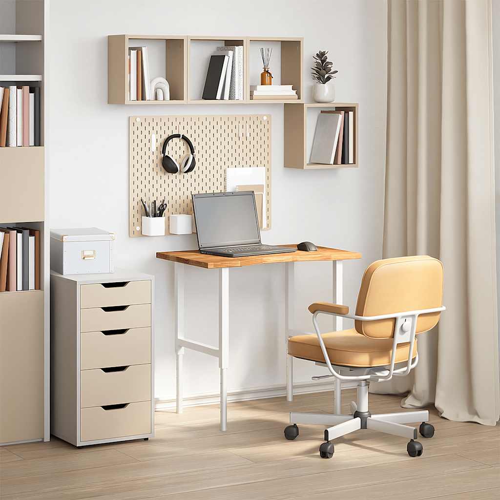 bordplade 80x50x2,5 cm massivt egetræ rektangulær lysebrun