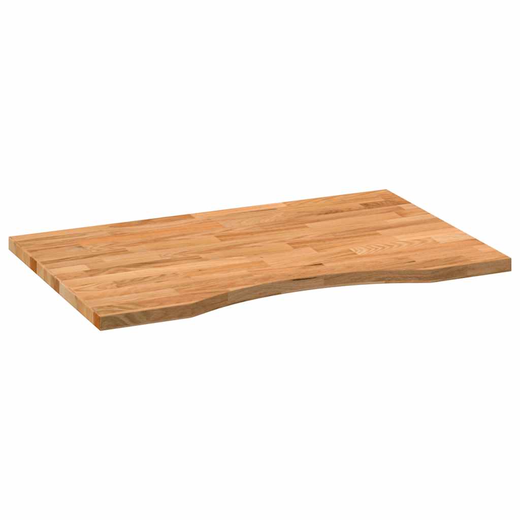 bordplade 80x50x2,5 cm massivt egetræ rektangulær lysebrun