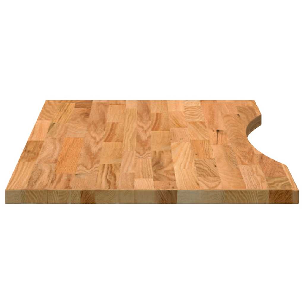 bordplade 80x50x2,5 cm massivt egetræ rektangulær lysebrun
