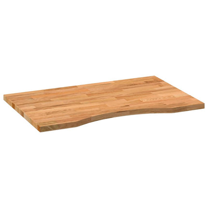 bordplade 80x60x2,5 cm massivt egetræ rektangulær lysebrun