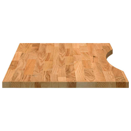 bordplade 80x60x2,5 cm massivt egetræ rektangulær lysebrun