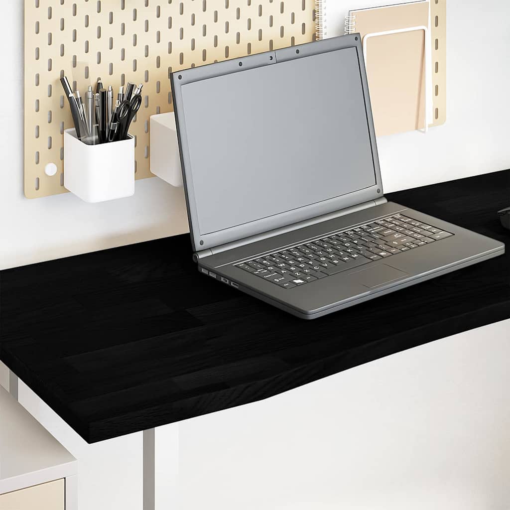 bordplade 160x50x2,5 cm massivt egetræ rektangulær mørkebrun billede