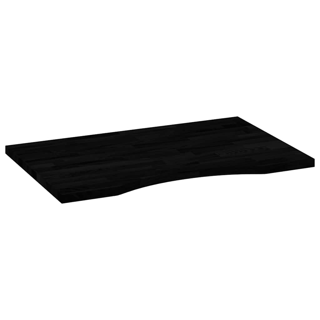 bordplade 80x60x2,5 cm massivt egetræ rektangulær mørkebrun