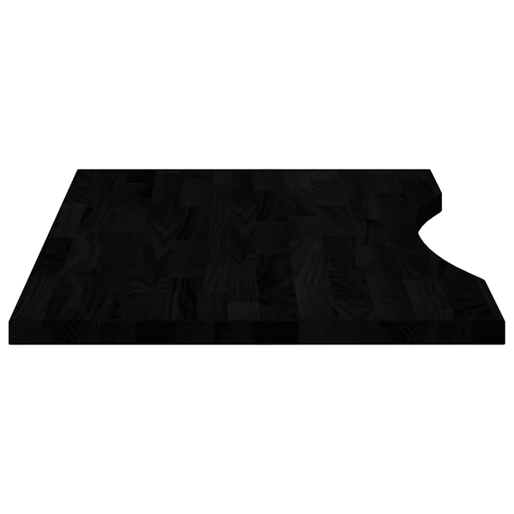 bordplade 80x60x2,5 cm massivt egetræ rektangulær mørkebrun