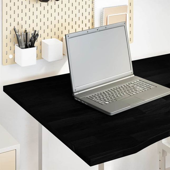 bordplade 100x80x2,5 cm massivt egetræ rektangulær mørkebrun