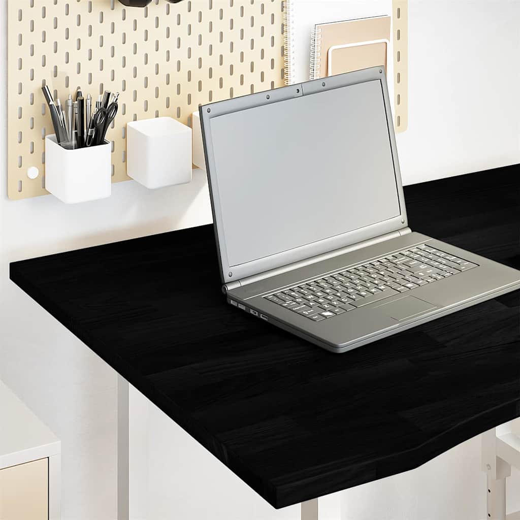 bordplade 100x80x2,5 cm massivt egetræ rektangulær mørkebrun billede