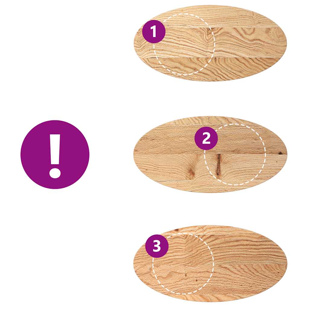 bordplade 80x40x2 cm massivt egetræ oval