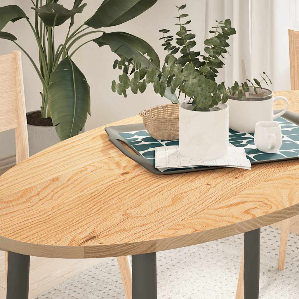 bordplade 120x60x2 cm massivt egetræ oval