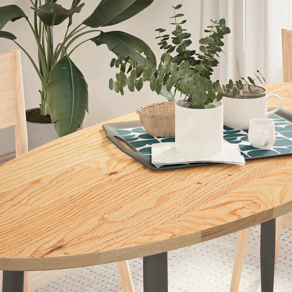 bordplade 140x60x2 cm massivt egetræ oval