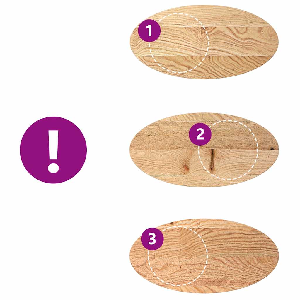 bordplade 80x40x4 cm massivt egetræ oval