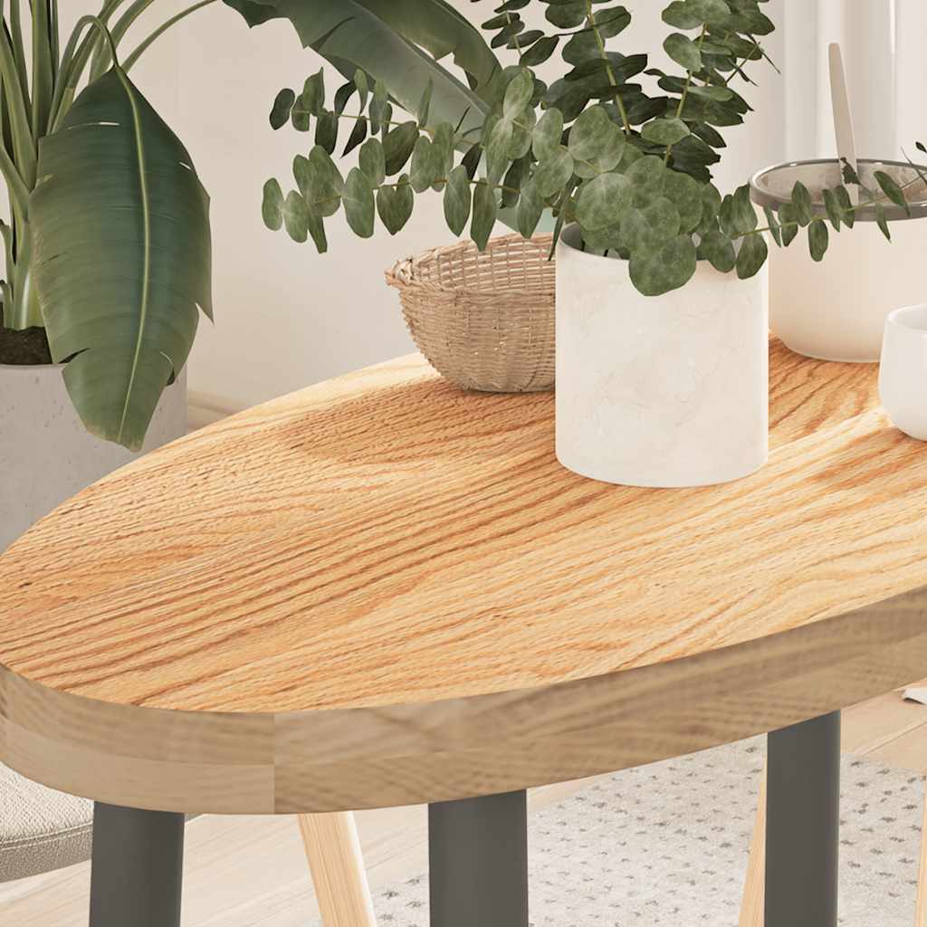 bordplade 80x40x4 cm massivt egetræ oval billede