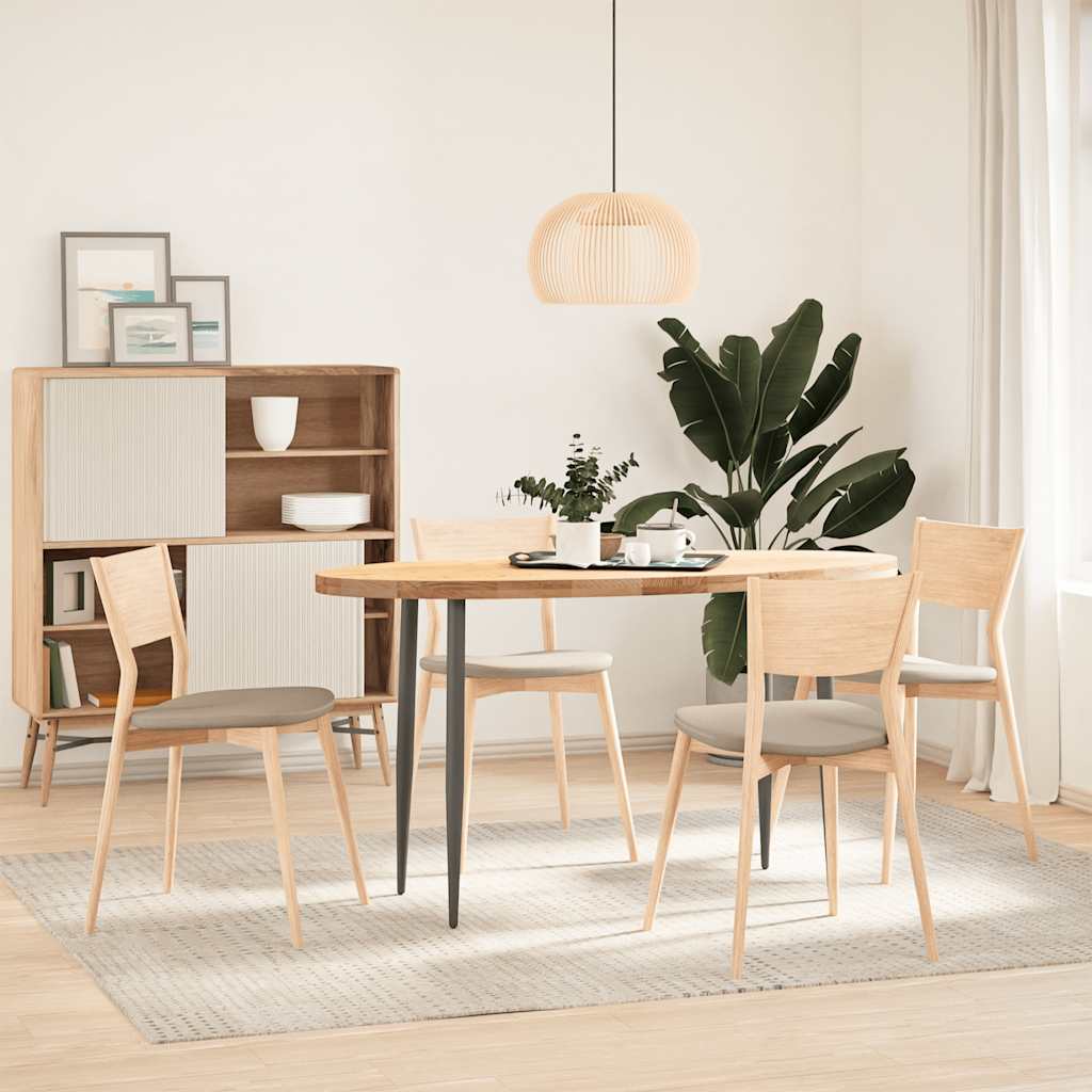 bordplade 140x60x4 cm massivt egetræ oval