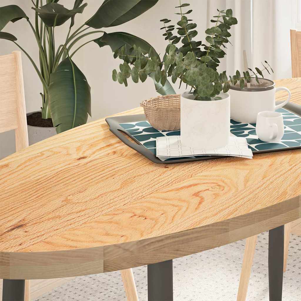 bordplade 140x60x4 cm massivt egetræ oval billede