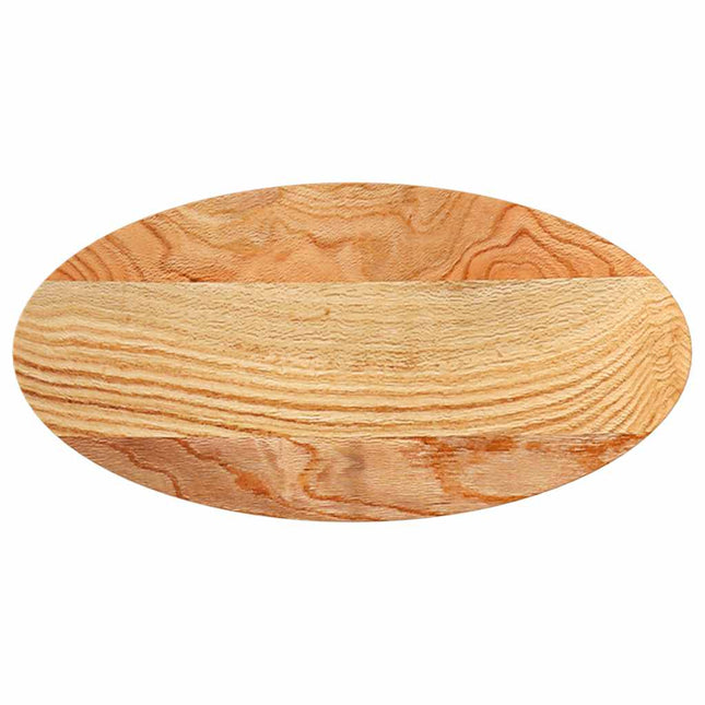 bordplade 80x40x2 cm massivt egetræ oval lysebrun