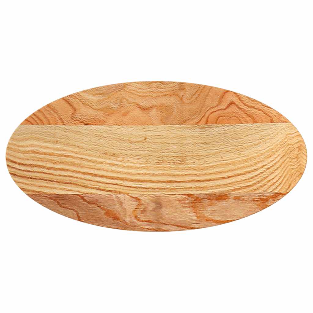 bordplade 80x40x2 cm massivt egetræ oval lysebrun