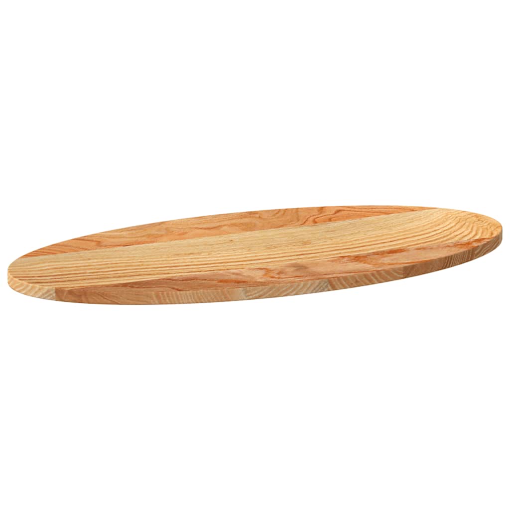 bordplade 80x40x2 cm massivt egetræ oval lysebrun
