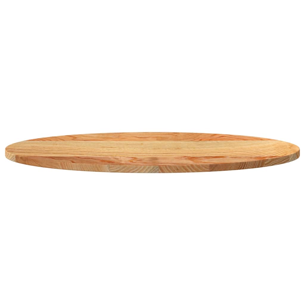 bordplade 80x40x2 cm massivt egetræ oval lysebrun