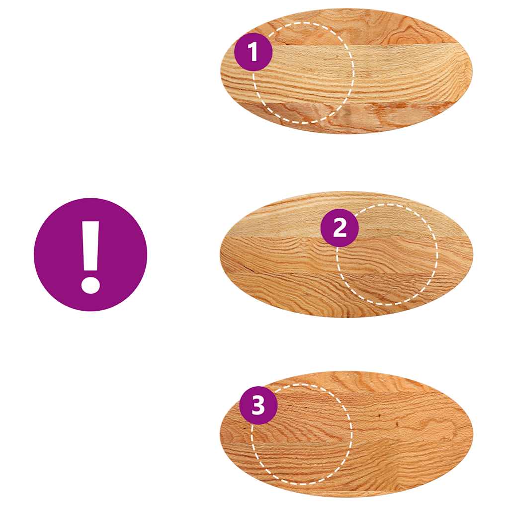 bordplade 80x40x2 cm massivt egetræ oval lysebrun