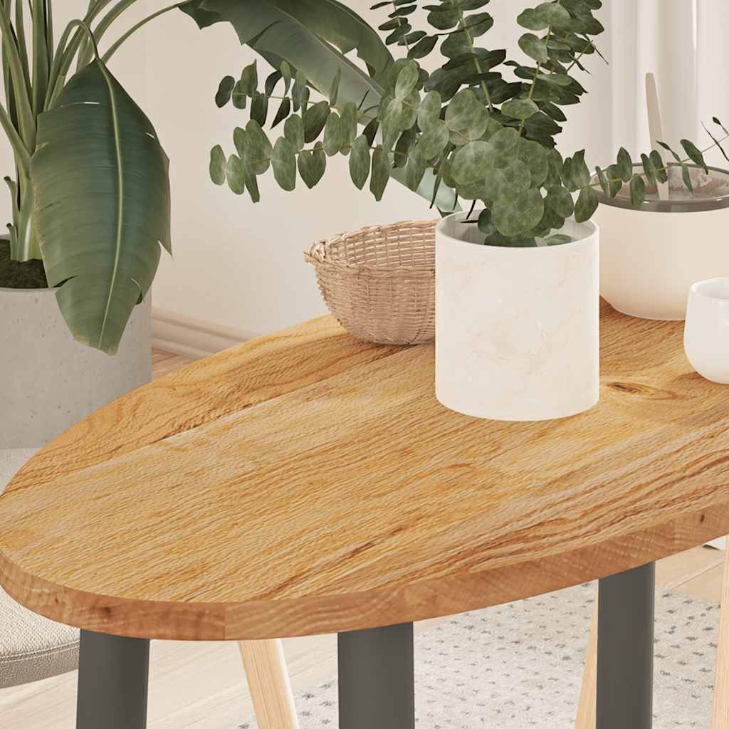 bordplade 80x40x2 cm massivt egetræ oval lysebrun