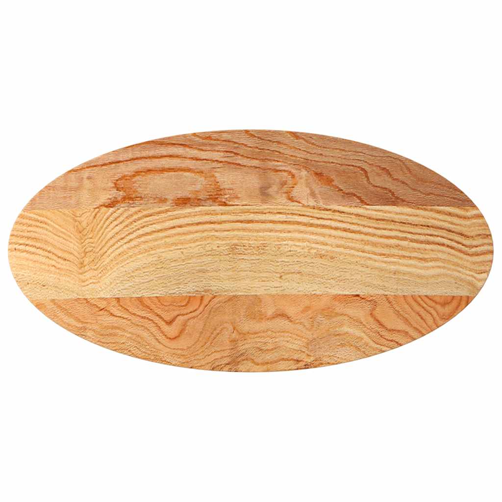 bordplade 100x50x2 cm massivt egetræ oval lysebrun