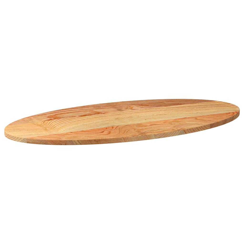 bordplade 100x50x2 cm massivt egetræ oval lysebrun