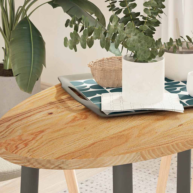 bordplade 100x50x2 cm massivt egetræ oval lysebrun