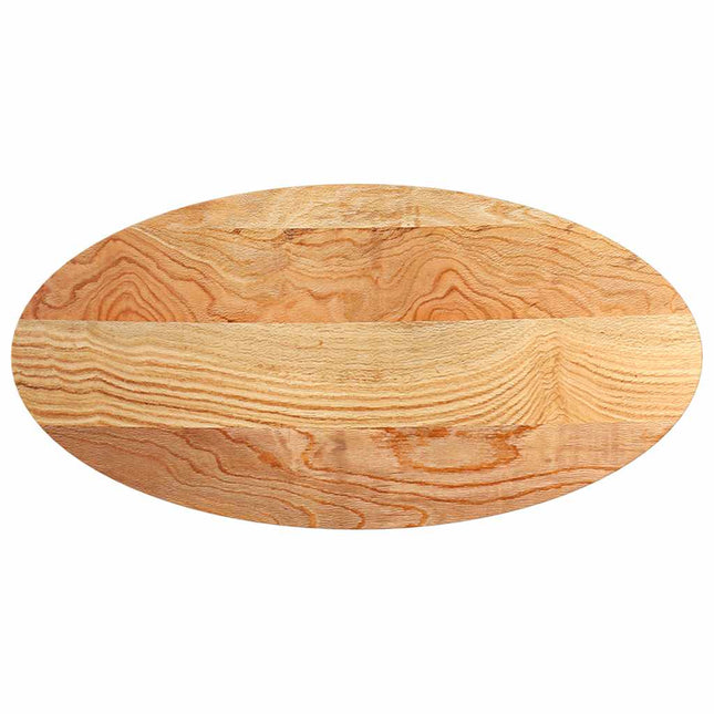 bordplade 120x60x2 cm massivt egetræ oval lysebrun