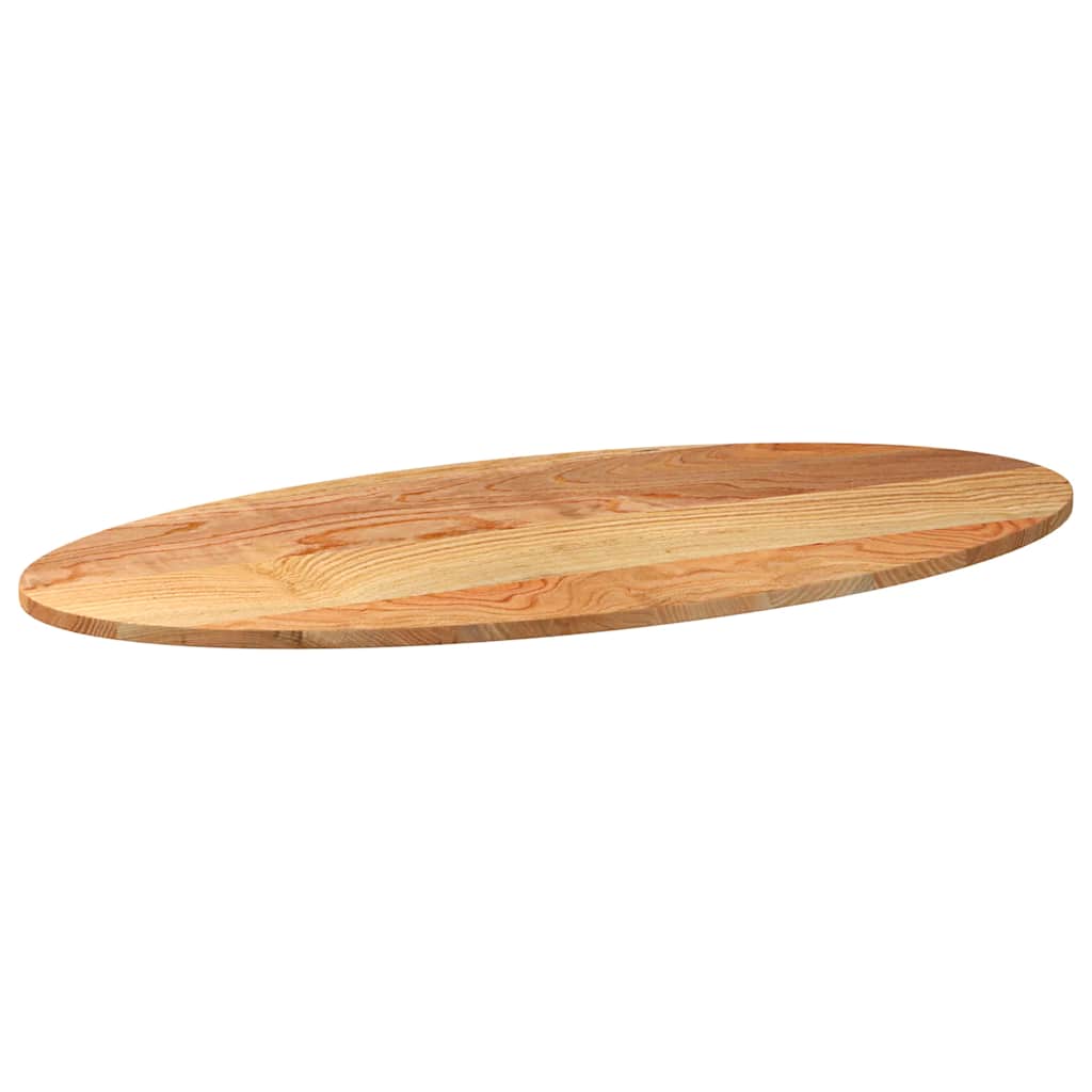 bordplade 120x60x2 cm massivt egetræ oval lysebrun