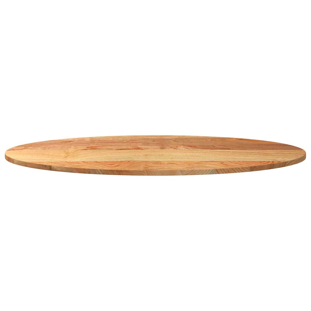 bordplade 120x60x2 cm massivt egetræ oval lysebrun