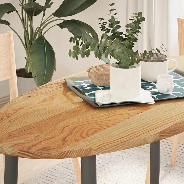 bordplade 120x60x2 cm massivt egetræ oval lysebrun