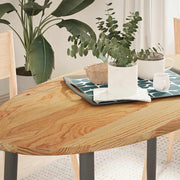bordplade 120x60x2 cm massivt egetræ oval lysebrun