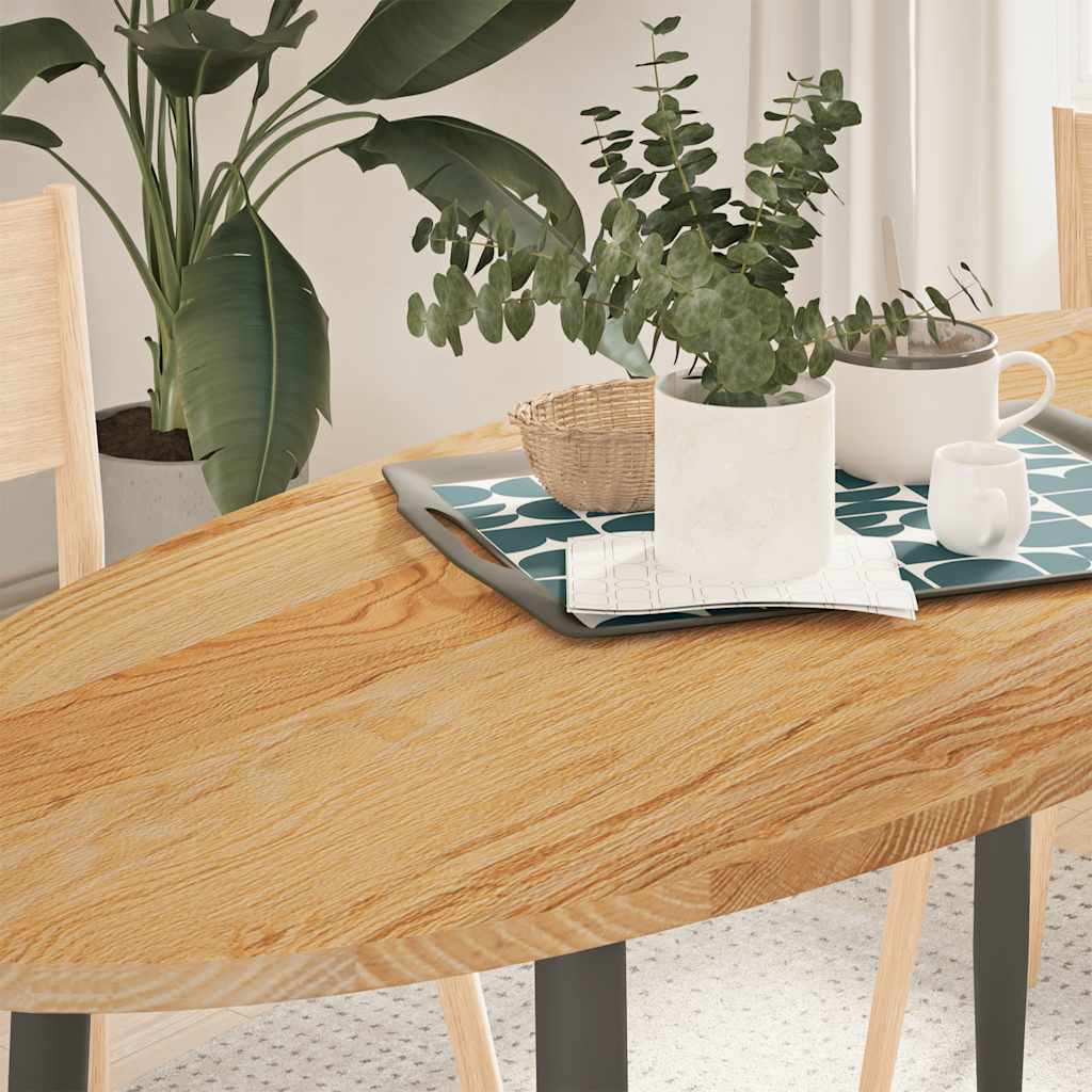 bordplade 140x60x2 cm massivt egetræ oval lysebrun billede