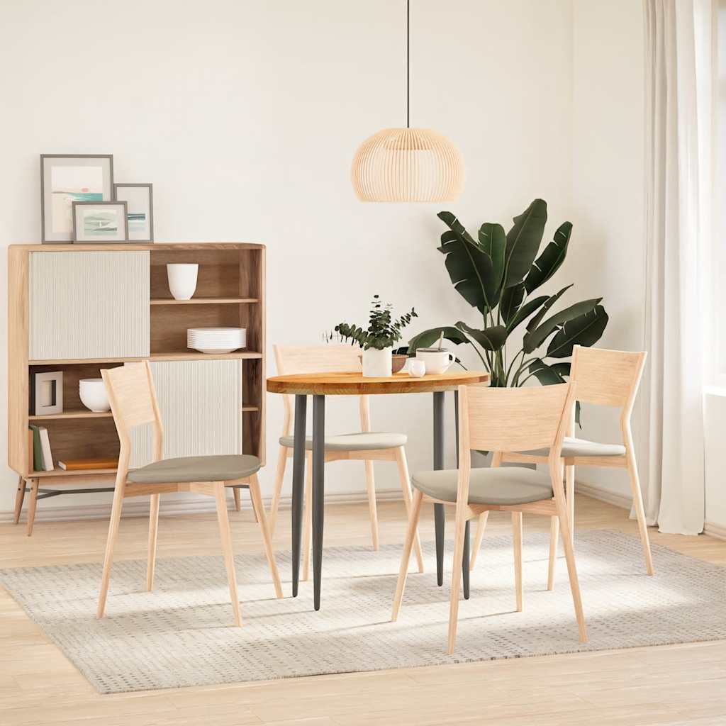 bordplade 80x40x4 cm massivt egetræ oval lysebrun